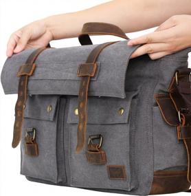 img 1 attached to Versatile And Stylish Gray Canvas Messenger Bag For Men - Fits 17.3 Inch Laptop Perfectly
