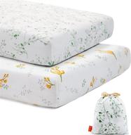 2 упаковки цветочных простыней для кроватки с сумкой для хранения - трикотажный хлопок, подходящий для мальчика и девочки, стандартный матрас для кроватки и матрас для детской кроватки логотип