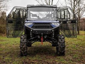 img 1 attached to Двери корпуса трансформируемой кабины SuperATV для экипажа Polaris Ranger XP 1000 (см. комплектацию) Слегка тонированные, устойчивые к царапинам поликарбонат толщиной 1/4 дюйма - в 250 раз прочнее стекла Съемная верхняя половина!