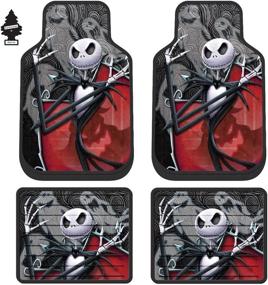 img 2 attached to 🎃 Disney Nightmare Before Christmas Jack Skellington Ghostly Auto Floor Mats with Air Freshener - Set of 4 by Yupbizauto