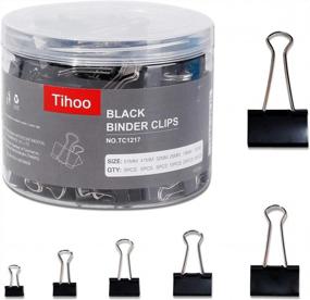 img 4 attached to 100Pcs Office Metal Foldback Paper Clips - Tihoo Binder Clips For Home & School Supplies, Assorted 6 Sizes (51Mm/41Mm/32Mm/25Mm/19Mm/15Mm)