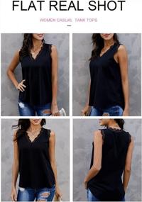 img 3 attached to Fashionable Women'S Lace Trim Tank Tops - V Neck, Sleeveless Blouse Vest Shirts By BLENCOT