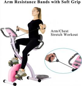 img 3 attached to 🚴 Murtisol Folding Exercise Bike: Compact & Foldable, Magnetic Resistance Control, Twister Plate, Arm Resistance Bands, Extra Large & Adjustable Seat, Heart Monitor - Perfect Home Exercise Bike in Three Colors