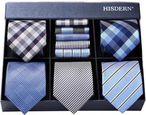 img 4 attached to HISDERN Classic Necktie Pocket Square Men's Accessories good for Ties, Cummerbunds & Pocket Squares