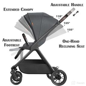 img 2 attached to 👶 newyoo Baby Stroller with Reversible Seat, Standard Size, Parent or Forward Facing, One-Hand Recline, Compact Fold, Extendable Canopy, Cushioned Seat, Mosquito Net, Wrist Strap Included - Grey
