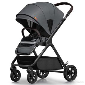img 3 attached to 👶 newyoo Baby Stroller with Reversible Seat, Standard Size, Parent or Forward Facing, One-Hand Recline, Compact Fold, Extendable Canopy, Cushioned Seat, Mosquito Net, Wrist Strap Included - Grey