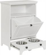 stylish white farmhouse pet station with pull out bowls & storage cabinet for modern pet care логотип
