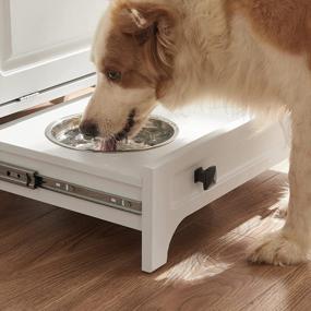 img 3 attached to Stylish White Farmhouse Pet Station With Pull Out Bowls & Storage Cabinet For Modern Pet Care