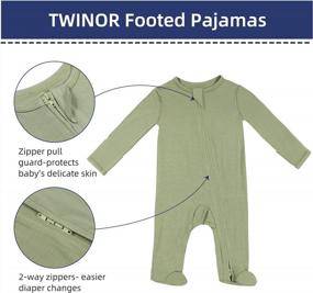 img 1 attached to Soft Bamboo Viscose One-Piece Romper With Mittens For Newborn Infants - TWINOR Baby Footed Pajamas