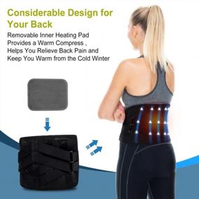 img 3 attached to HONGJING Heated Back Brace For Lower Back Pain Relief, Adjustable Heating Lumbar Support Belt For Sciatica And Scoliosis(M)
