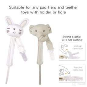 img 2 attached to 🐘 COTTONBEBE Pacifier Clip: 2 Pack Baby Pacifier Holder for Boys and Girls, Fits Many Pacifiers & Teething Toys, Elephant & Rabbit Design - Ideal Baby Gift