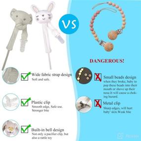 img 1 attached to 🐘 COTTONBEBE Pacifier Clip: 2 Pack Baby Pacifier Holder for Boys and Girls, Fits Many Pacifiers & Teething Toys, Elephant & Rabbit Design - Ideal Baby Gift