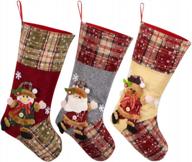 рождественские чулки toyvian, большие рождественские украшения для чулок, 18,7 "санта-снеговик, чулки с оленями, рождественские украшения и набор аксессуаров для вечеринок, 3 шт. логотип