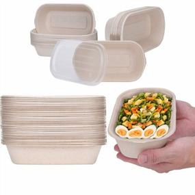 img 4 attached to TOPtoper 50 Pcs 28 Oz Compostable Paper Bowls With PP Lids, Biodegradable Disposable Soup Serving Bowls Bulk Party Supplies For Hot/Cold Food, Soup (28 OZ)