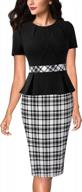 bodycon sheath dress for women - peplum design, pleated crew neck, perfect for work, office and business attire logo