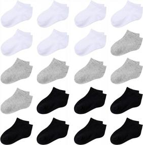 img 4 attached to Мягкие носки до щиколотки для детей - упаковка из 20 дышащих спортивных носков с половинной подушкой и низким вырезом от Cooraby