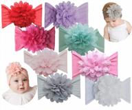 🌸 qandsweet baby headbands: adorable nylon turban hair accessories with flower girls (8pcs newest08) logo