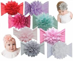 img 4 attached to 🌸 Qandsweet Baby Headbands: Adorable Nylon Turban Hair Accessories with Flower Girls (8Pcs Newest08)