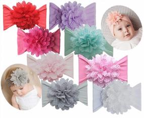 img 3 attached to 🌸 Qandsweet Baby Headbands: Adorable Nylon Turban Hair Accessories with Flower Girls (8Pcs Newest08)