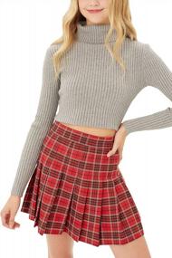 img 1 attached to FASHION BOOMY Womens'S Plaid Tennis Skirts - High Waisted Pleated Skater Skirts