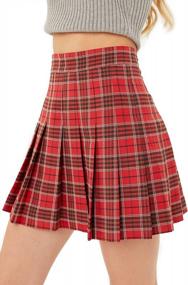 img 3 attached to FASHION BOOMY Womens'S Plaid Tennis Skirts - High Waisted Pleated Skater Skirts