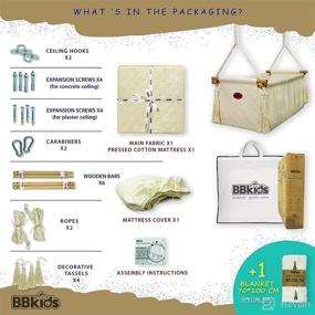 img 2 attached to 👶 BBkids Hanging Cradle for Baby, Baby Hammock Crib, Newborn Hammock Swing, Indoor Baby Cradle, Baby Sensory, Canvas Hanging Cradle for 0-12 Months (Cream)