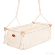 👶 bbkids hanging cradle for baby, baby hammock crib, newborn hammock swing, indoor baby cradle, baby sensory, canvas hanging cradle for 0-12 months (cream) logo