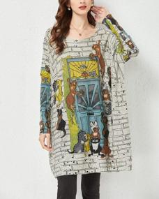 img 1 attached to Ellazhu DH42 A: Women'S Oversized Long Sleeve Crewneck Cat Painting Sweatshirt Pullover