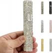 handmade glass mezuzah case with colorful stone coating - 5" scroll size, peel and stick cover (silver & white) in gift box (scroll not included) logo