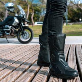 img 3 attached to 🏍️ Kronox Men's Touring Motorcycle Riding Boots: Water Resistant, Black PU Leather