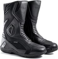 🏍️ kronox men's touring motorcycle riding boots: water resistant, black pu leather logo
