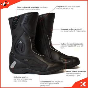 img 2 attached to 🏍️ Kronox Men's Touring Motorcycle Riding Boots: Water Resistant, Black PU Leather