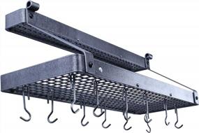 img 4 attached to Hammered Steel Enclume Premier Wall Pot Rack With Shelf And Bookshelf Storage