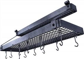 img 3 attached to Hammered Steel Enclume Premier Wall Pot Rack With Shelf And Bookshelf Storage