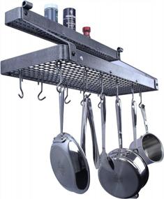 img 2 attached to Hammered Steel Enclume Premier Wall Pot Rack With Shelf And Bookshelf Storage