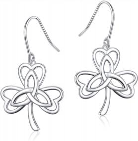 img 4 attached to S925 Sterling Silver Celtic Knot Earrings For Women Irish Good Luck Drop Dangle Hook Earrings