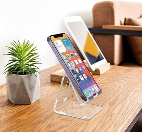 img 3 attached to KTRIO Clear Acrylic Desk Cell Phone Stand - Compatible With IPhone, Samsung Galaxy & More - Ideal Phone Holder & Desk Accessory