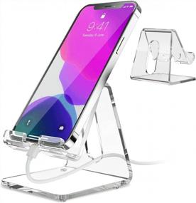 img 4 attached to KTRIO Clear Acrylic Desk Cell Phone Stand - Compatible With IPhone, Samsung Galaxy & More - Ideal Phone Holder & Desk Accessory