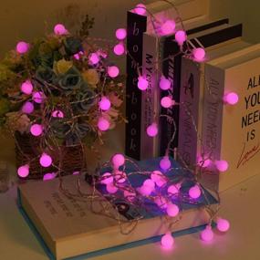 img 3 attached to Pink Mini Globe String Lights - 16.4FT 50-LED Battery Operated Fairy Lights With 8 Modes For Indoor/Outdoor Party, Wedding, Christmas Tree & Garden Decorations