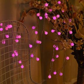 img 1 attached to Pink Mini Globe String Lights - 16.4FT 50-LED Battery Operated Fairy Lights With 8 Modes For Indoor/Outdoor Party, Wedding, Christmas Tree & Garden Decorations
