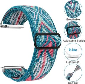 img 1 attached to 🌈 Set of 2 Limque Stretch Watch Bands - Ideal for Fitbit Versa/Versa 2/Versa Lite/SE - Blue Pink/Green Arrow