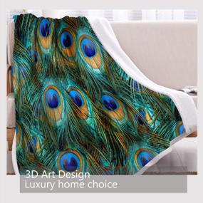 img 2 attached to BlessLiving Peacock Sherpa Fleece Blanket: Cozy Up Your Home Decor Or Adventure In Style