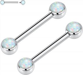 img 4 attached to Solid Titanium Shield Barbell Tongue Piercing Pair, Internally Threaded, 14G/16G G23, Silver By GAGABODY