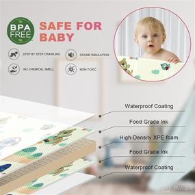 img 1 attached to 👶 Large 79x71 inches Mergren Baby Play Mat - Portable Waterproof Foam Foldable Crawling Mat | Colorful Animals with Reversible Double-Sided Patterns | Anti-Slip Floor Playing Mats for Infants - Portable