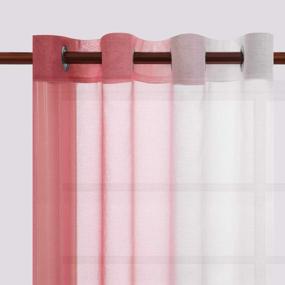 img 2 attached to DWCN Ombre Sheer Curtains - Faux Linen Gradient Semi Voile Grommet Top Занавески для спальни и гостиной для девочек, набор из 2 оконных занавесок, длина 52 X 63 дюйма, розовый