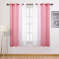 dwcn ombre sheer curtains - faux linen gradient semi voile grommet top занавески для спальни и гостиной для девочек, набор из 2 оконных занавесок, длина 52 x 63 дюйма, розовый логотип