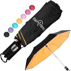 img 4 attached to Compact And Convenient: Windproof Automatic Travel Umbrella With Teflon Coating For Women And Men