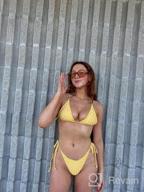 img 1 attached to Stylish & Chic: ZAFUL'S Ribbed Polka Dot Tie Dye Bikini Set For Women review by Stacey Bradley