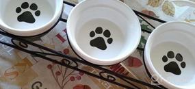 img 6 attached to Стильная и практичная керамическая миска для домашних животных с нескользящей металлической подставкой - идеально подходит для кошек, маленьких собак и щенков
