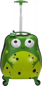 img 4 attached to Веселый и прочный чемодан-спиннер Frog Hardside для детей - Rockland Jr. My First Handy-On